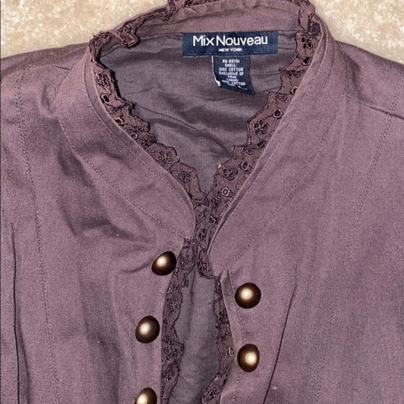 Bronze studs and brown eyelets jacket in size L - Picture 2 of 7